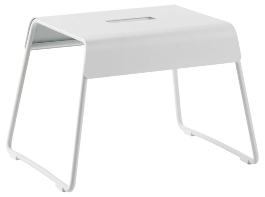Zone Denmark Stackable Steel Stool-Non-Slip Foot Pads| Space-Saving | Perfect for Bathroom, Kitchen, and Bedroom Organization, Enhance Your Home décor and functionality-(15.4"x11.8"x10.8") Soft Grey