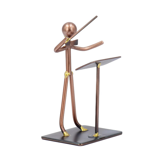 Metal Music Director Figurine – Handcrafted Copper Conductor Sculpture – Baton Maestro Ornament & Orchestra Statue – Classical Art Decor for Home Office Display – Unique Desktop Gift – 4.5 Inches Tall