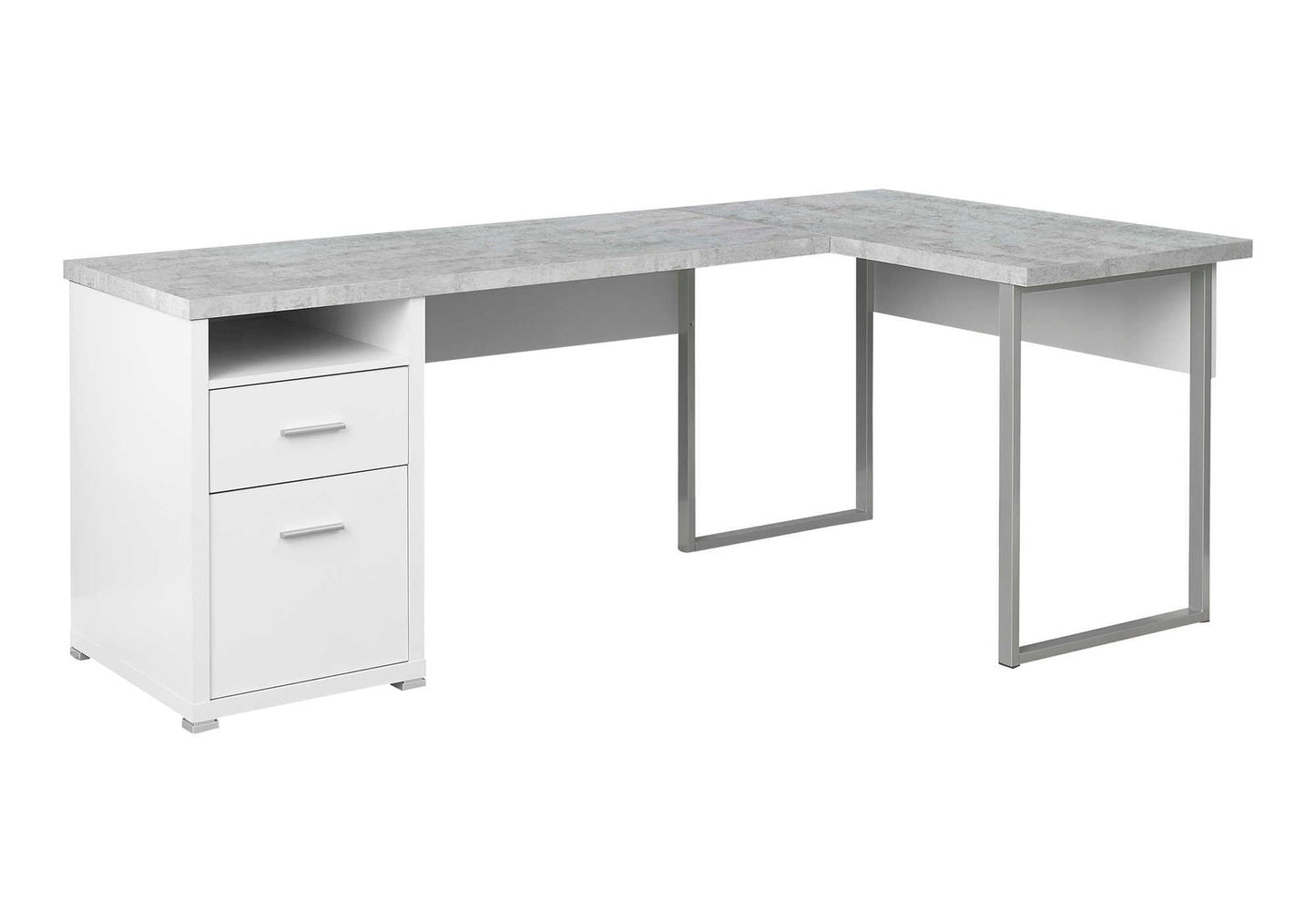Monarch Specialties Computer Desk Left or Right Facing White / Cement-Look 80"L