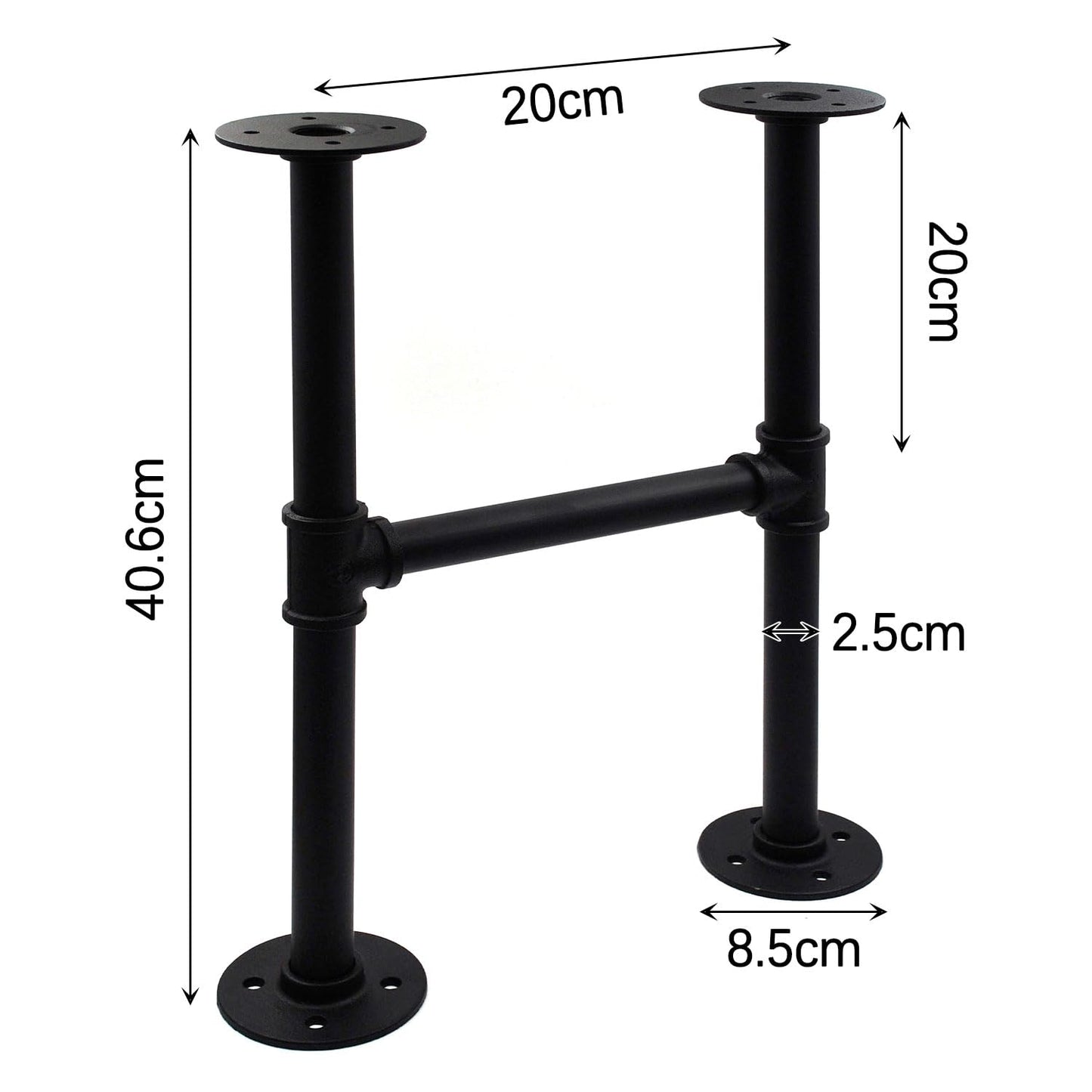 Itvexeme 16 Inch Industrial Pipe Table Leg Set, Iron Base Legs for Coffee Tables, Desks, NightstandVintage, Dark Grey Black Rough Pipes, 2pcs