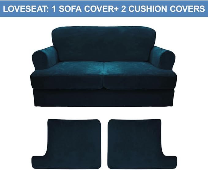 CUCRAF Cushion Sofa Cover 3 Piece Slipcovers, Soft Thick Velvet Couch Cover