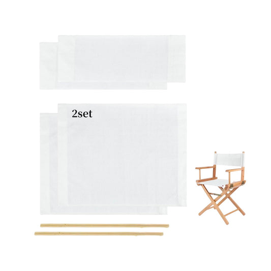 Wonafa 2 Set Director Chair Canvas Replacement with Wood Stick,21.2" L x 16.1" W/21.2X 7.8 Portable Replacement Cover Canvas for Directors Chair，Casual Director Chair Replacement Canvas (White)