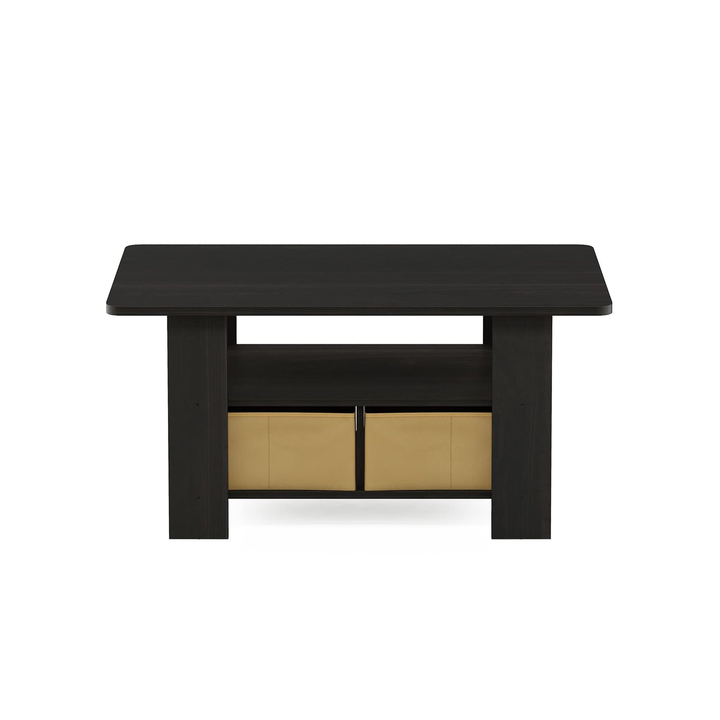 Furinno Andrey Coffee Table, Small Modern Center Table with Storage and Bin Drawer, Side Table for Living Room, Bedroom, Home Office, Dark Espresso