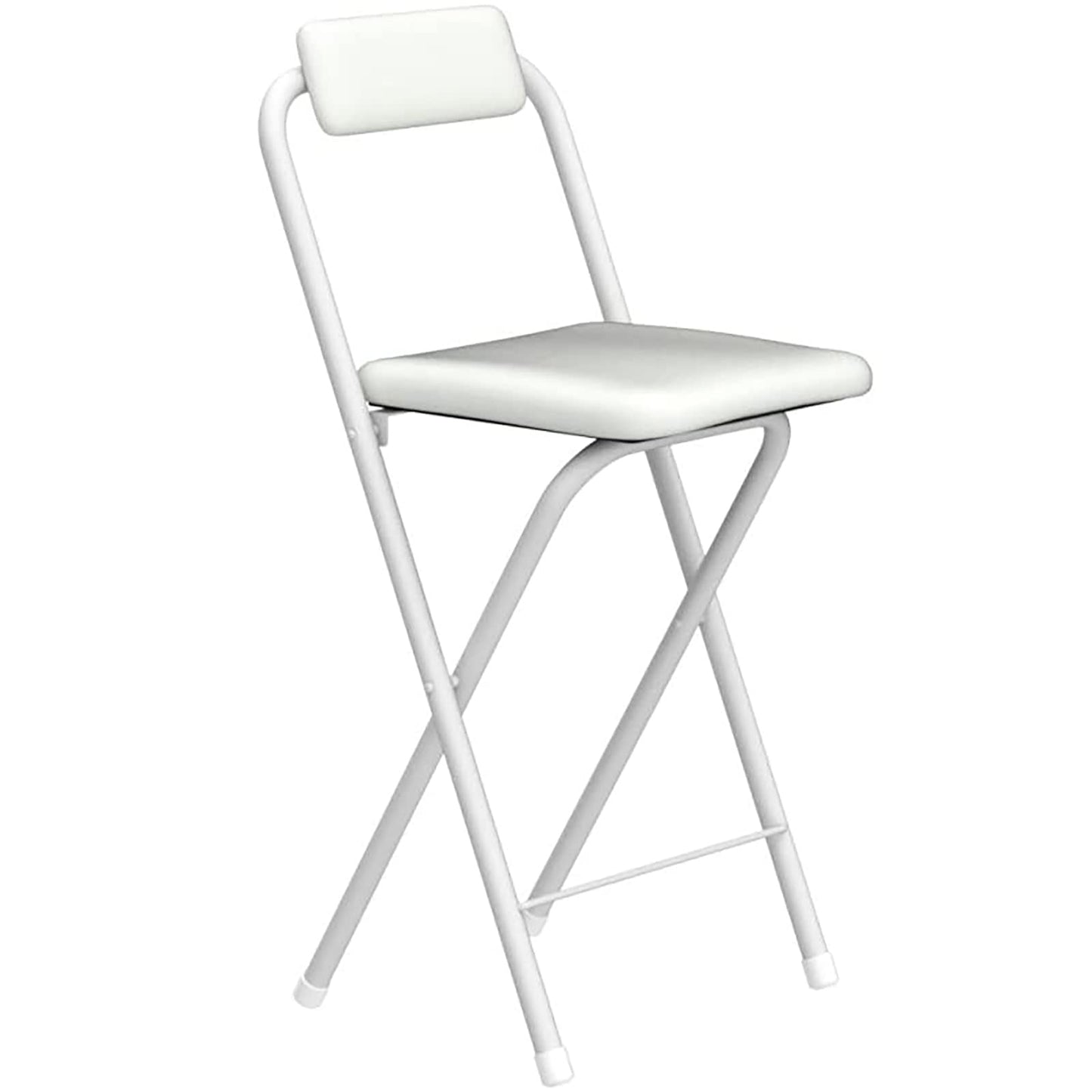 Folding Bar,Folding with Back Support & Footrest,Counter Height Padded Seats,Foldable s for Adults Portable,Outdoor,Kitchen,Shop,Cafe(25.5inch seat heightWhite)
