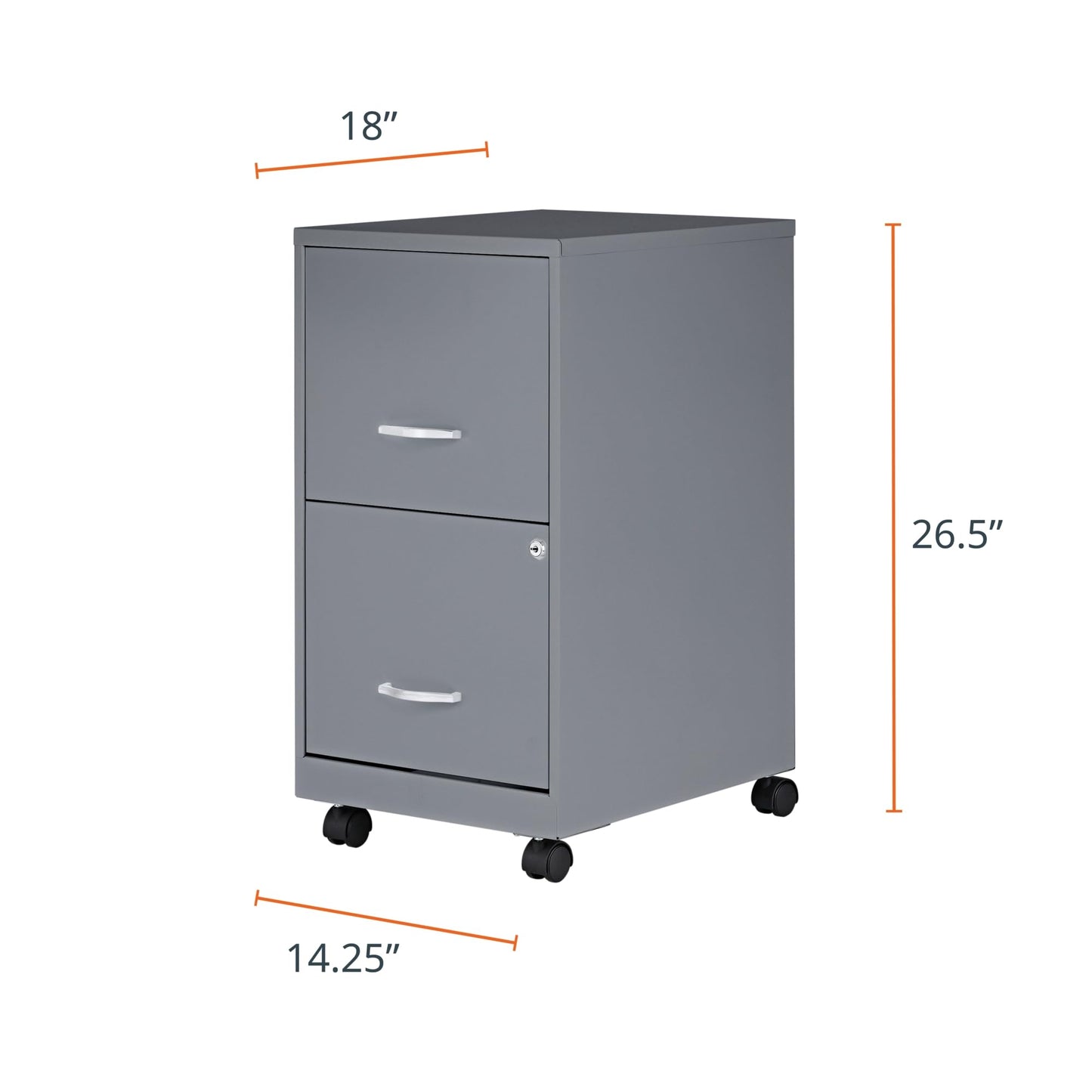 Lorell LYS Chrome Pull F/F Mobile File Cabinet, Silver