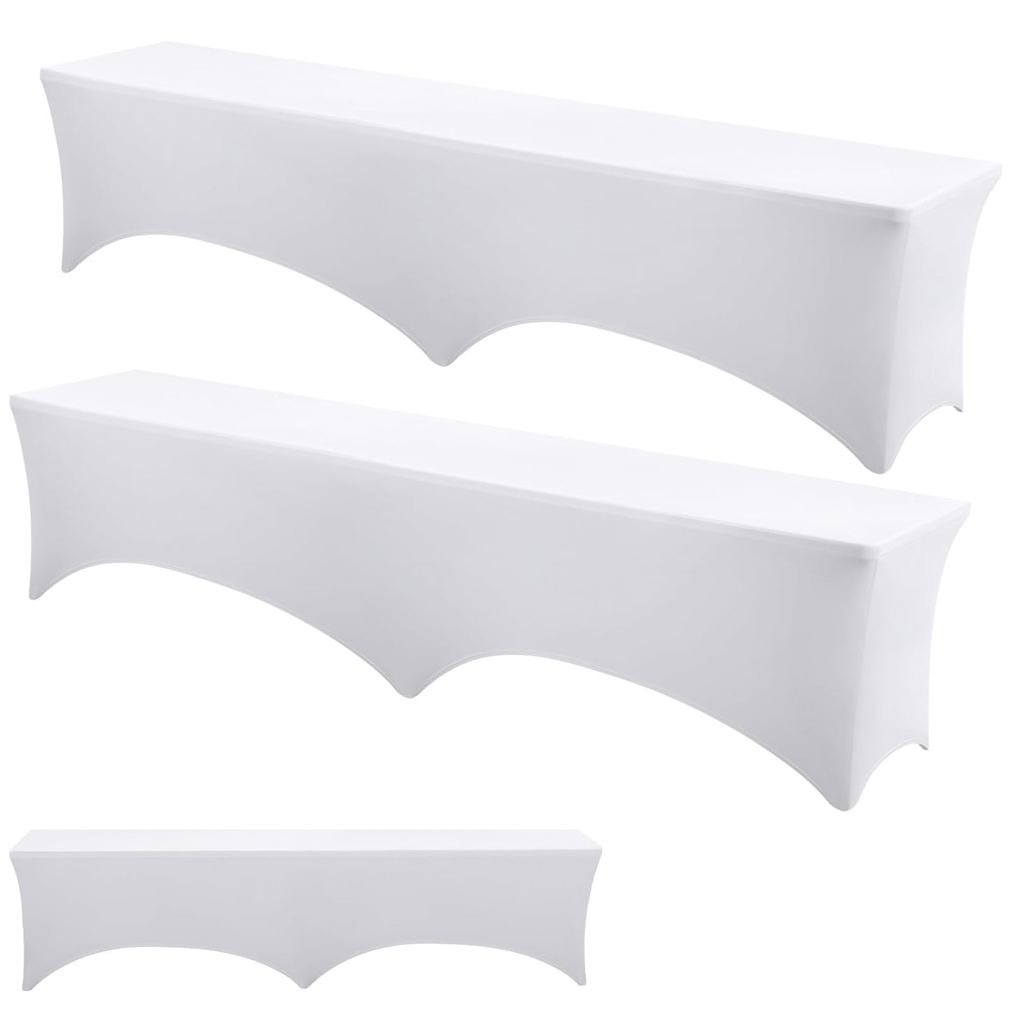 Tingjoo 2 Pack 6ft Bench Covers Stretch Folding Bench Cover Spandex Chair Cover Wrinkle Resistant, Removable and Washable Chair Covers for Weddings, Party, Craft Show, Display, Events (White)