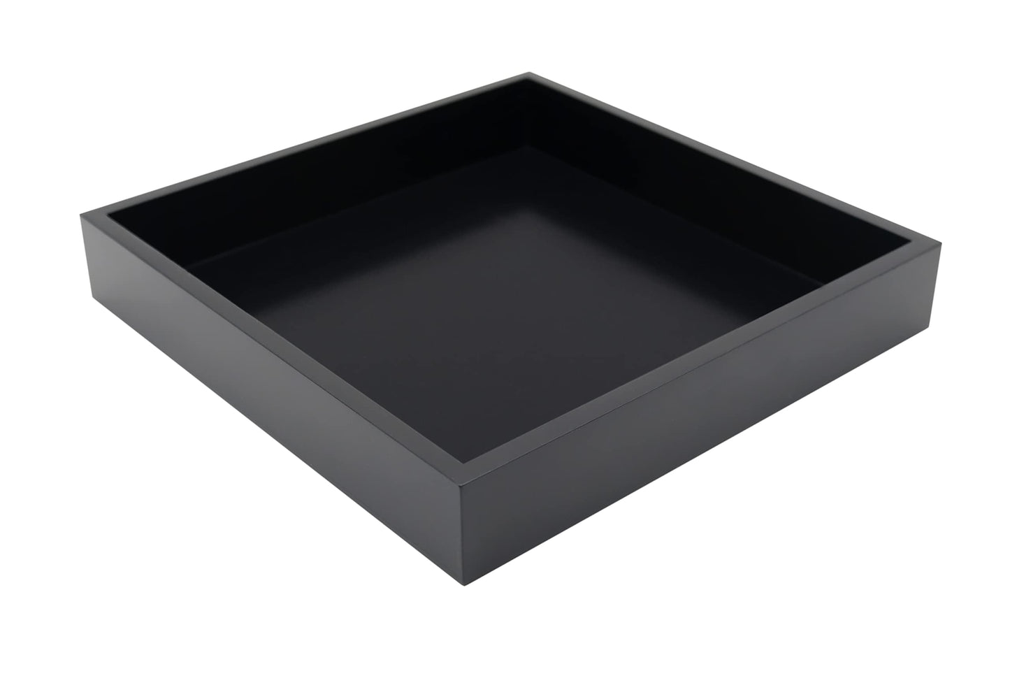 Montecito Home - 10"x10" Small Square Wood Decorative Tray for Office, Ottoman, Bathroom, Entry, Remote Controls, Countertop Organizer, Candle Tray - Pitch Black