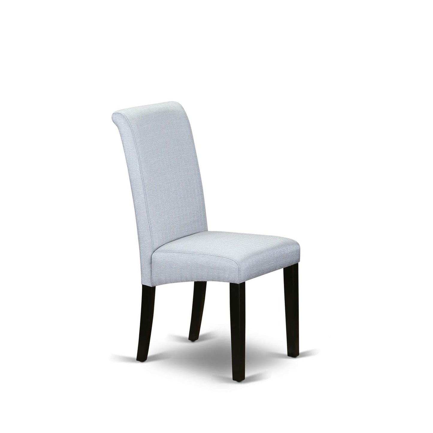 East West Furniture BAP1T05 Barry Parsons Dining Chairs - Grey Linen Fabric Padded Chairs, Set of 2, Black