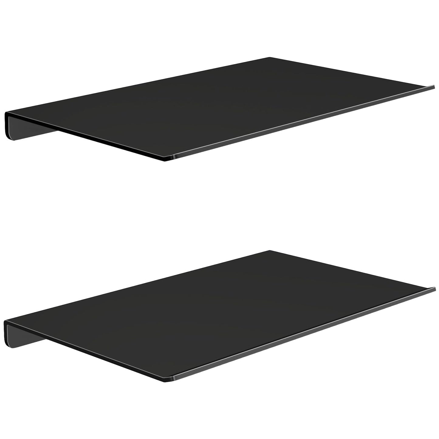 MKO 8" Small Floating Shelves for Wall, Metal Wall Mounted Shelf for Bathroom, Bedroom, Living Room, Kitchen, Little Mini Tiny Display Hanging Shelves for Books/Storage/Room Decor 2 Packs, Black