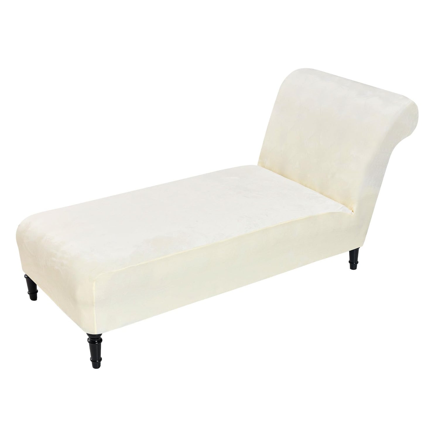 Velvet Chaise Lounge Cover Indoor Armless Chaise Slipcover Luxury High Stretch Ultra Soft Lounge Chair Covers Modern Machine Washable Chair Cover for Living Room Bedroom Furniture, Beige