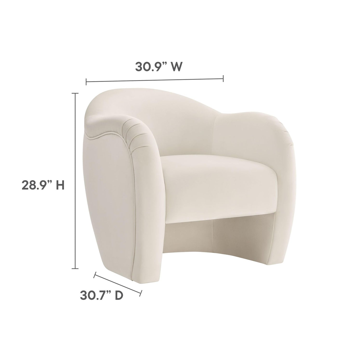 Modway Compose Barrel Chair with Performance Velvet Fabric in Alabaster – Upholstered Accent Armchair with Curved Backrest – Cozy Lounge Chair for Reading – Round Comfy Single Sofa Club Chair
