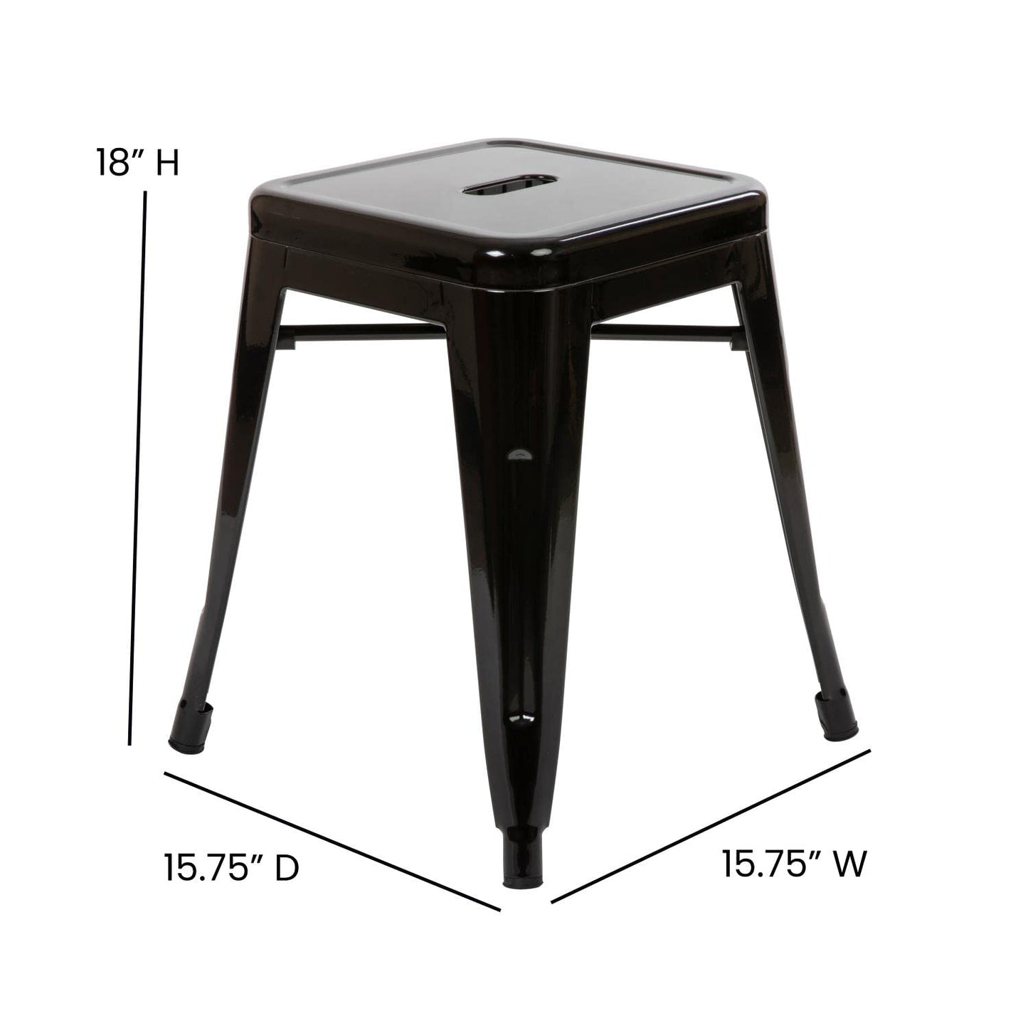 Flash Furniture Metal Dining Table Height Stool - Backless Black Kai Commercial Grade Stool - 18 Inch Stackable Dining Chair - Set of 4
