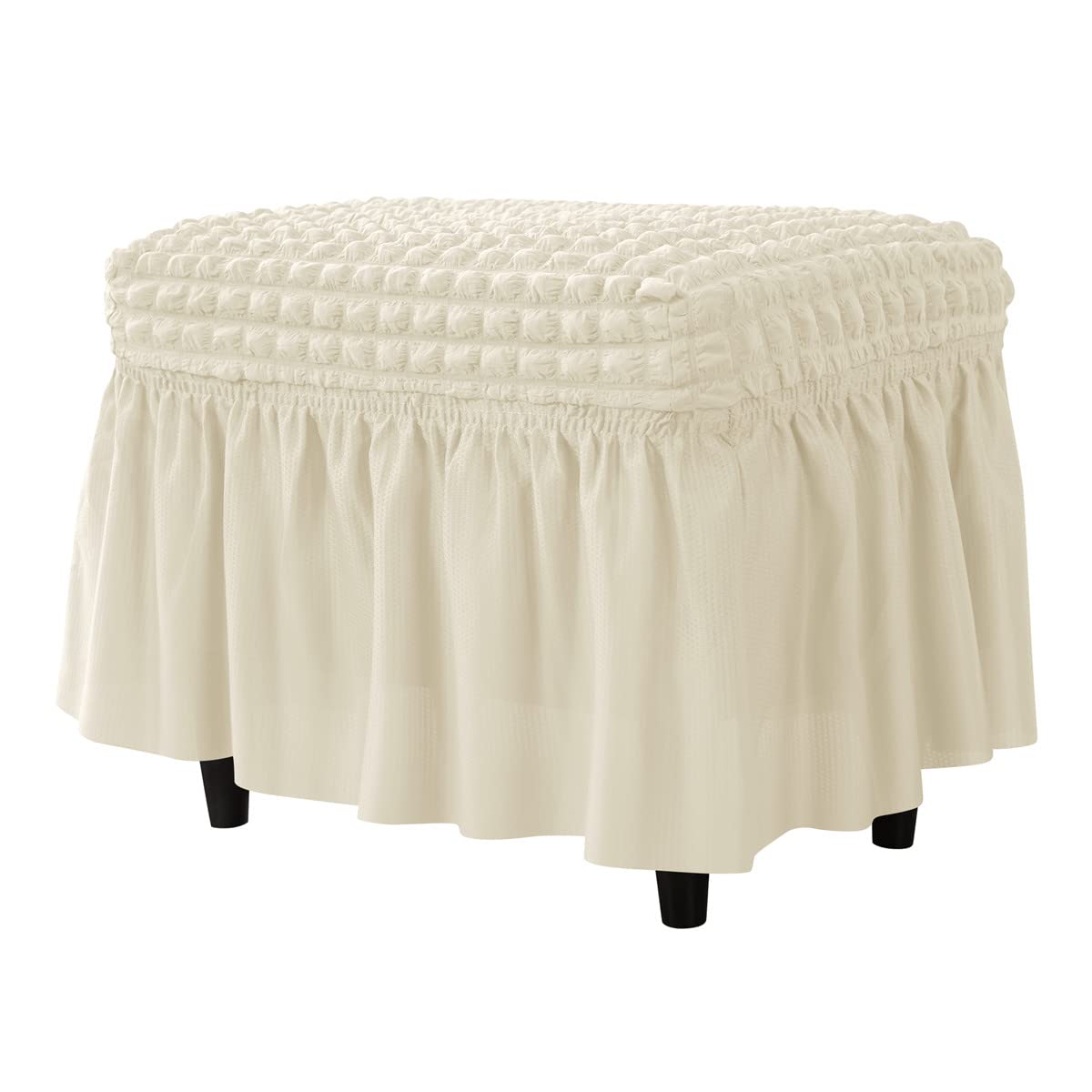 SZJIAHTM Lattice Stretch Ottoman Cover Soft Stretch Slipcover with Skirt Polyester Rectangle Footstool Modern Furniture Protector Bubble Covers for Living Room and Bedroom