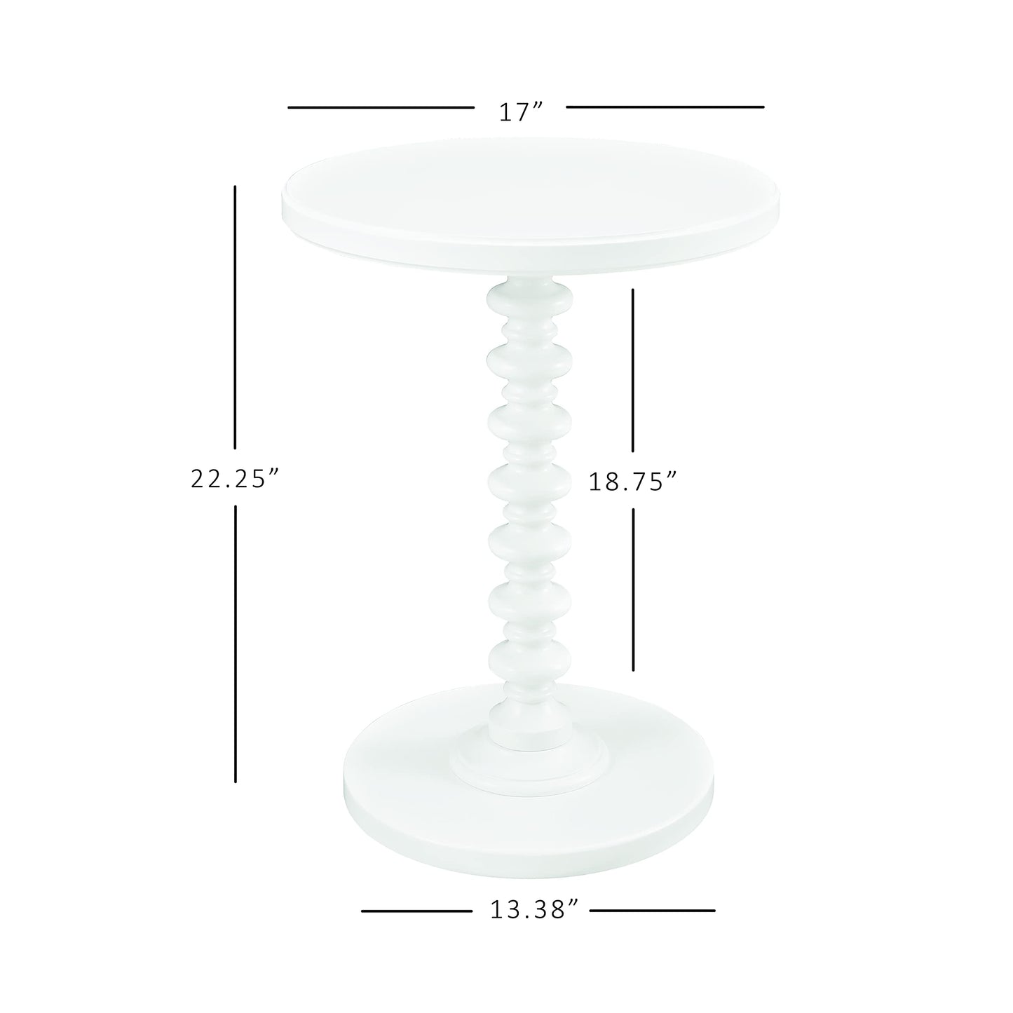 Powell Furniture Powell Round Spindle, White Table 17 x 22.25 x 17