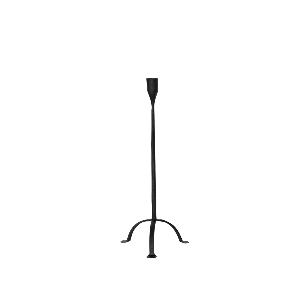 Creative Co-Op 16" H Hand-Forged Cast Metal Footed Taper Holder, Black