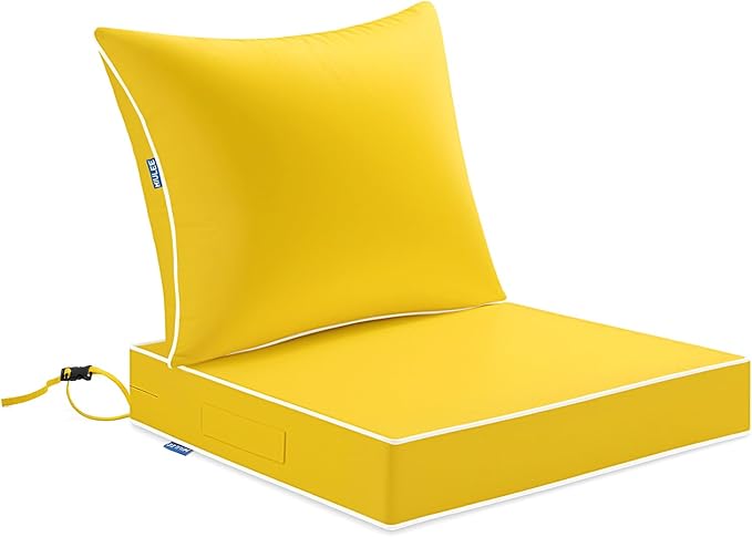 MIULEE Yellow Outdoor Seat Cushion 22x22 Inch Waterproof & 3 Year Fade