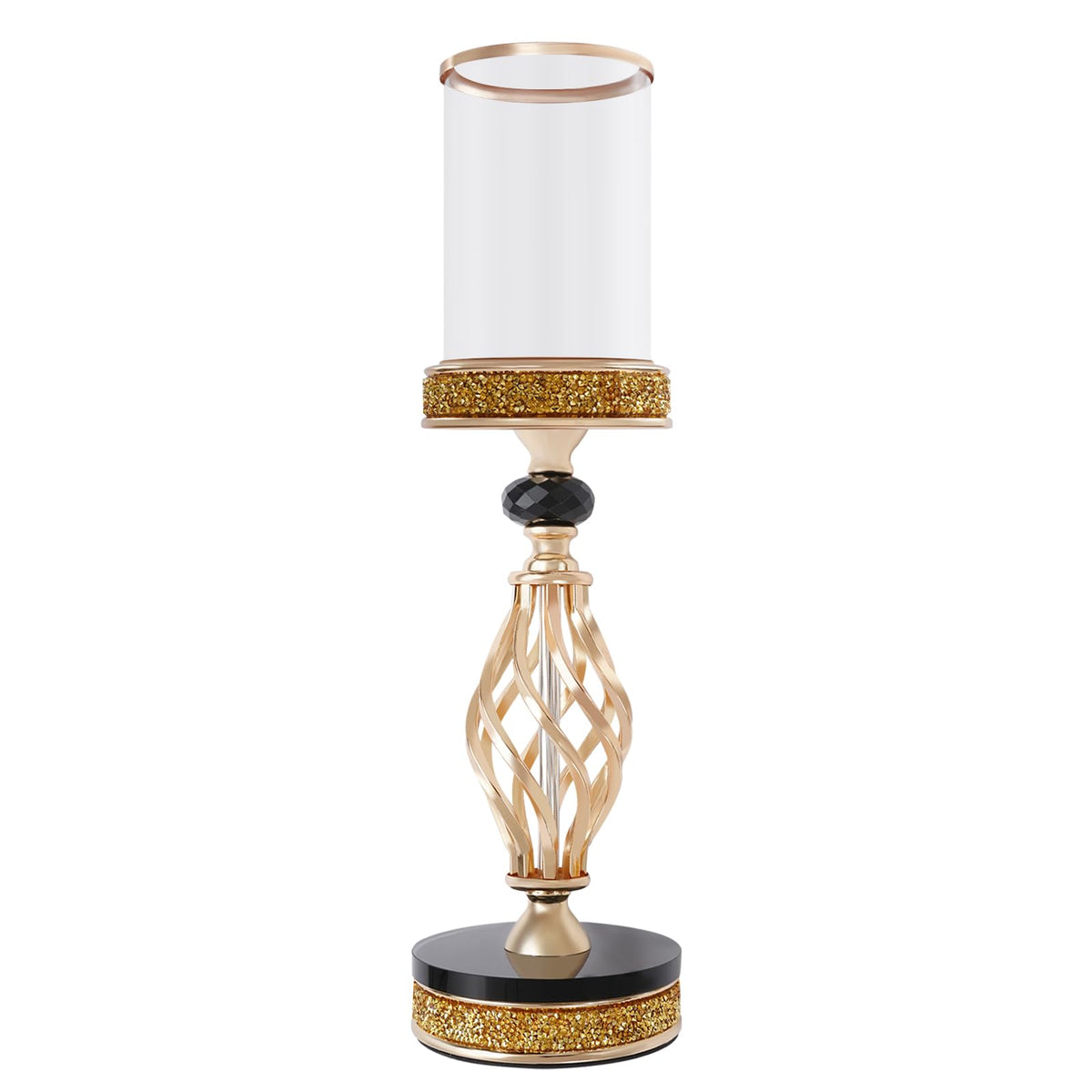 Candle Holder, Crystal Candlesticks Holder Set, Tabletop Pillar Candle Holders for Wedding, Parties, Events, Chirstmas, Home Decor, Table Centerpieces (Gold 01, L)