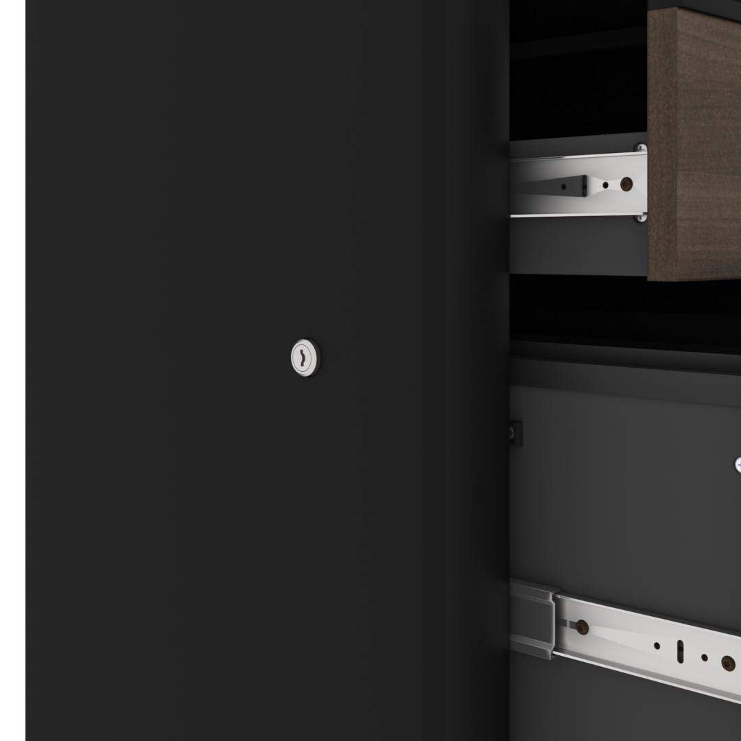 Bestar Connexion Add-On 3 Drawer Pedestal, 16W, Antigua & Black