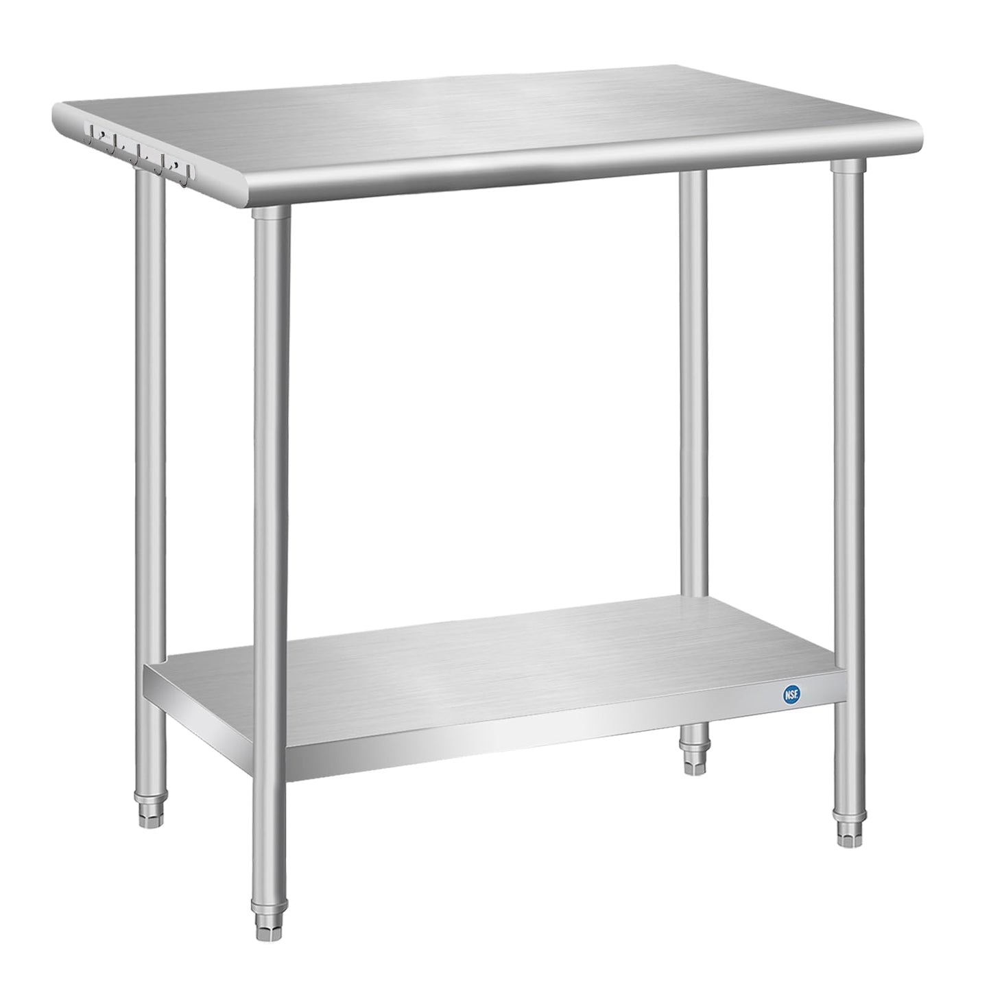 PIUMACU Stainless Steel Table, Stainless Table for Prep & Work 30x18x33 Inch, Commercial Metal Table for Restaurant Kitchen Hotel Garage