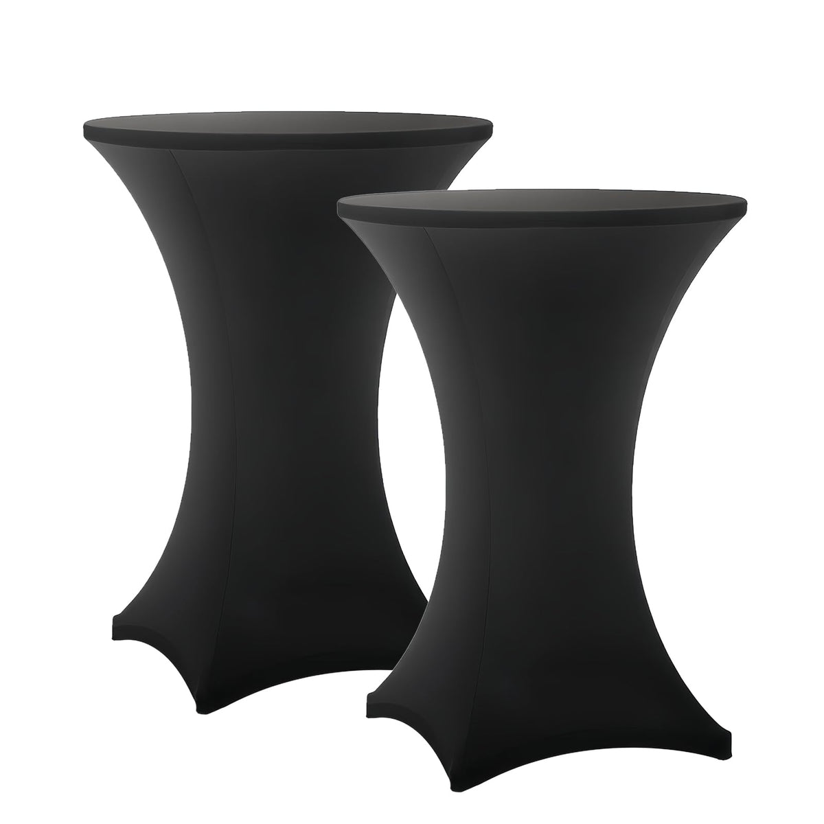 Lemict Cocktail Table Covers - 2 Pack 32x43 Inch Table Cloth - Black Fitted Stretch Spandex Round High Top Tablecloth for Party, Bar, Birthday, Pub, Banquet
