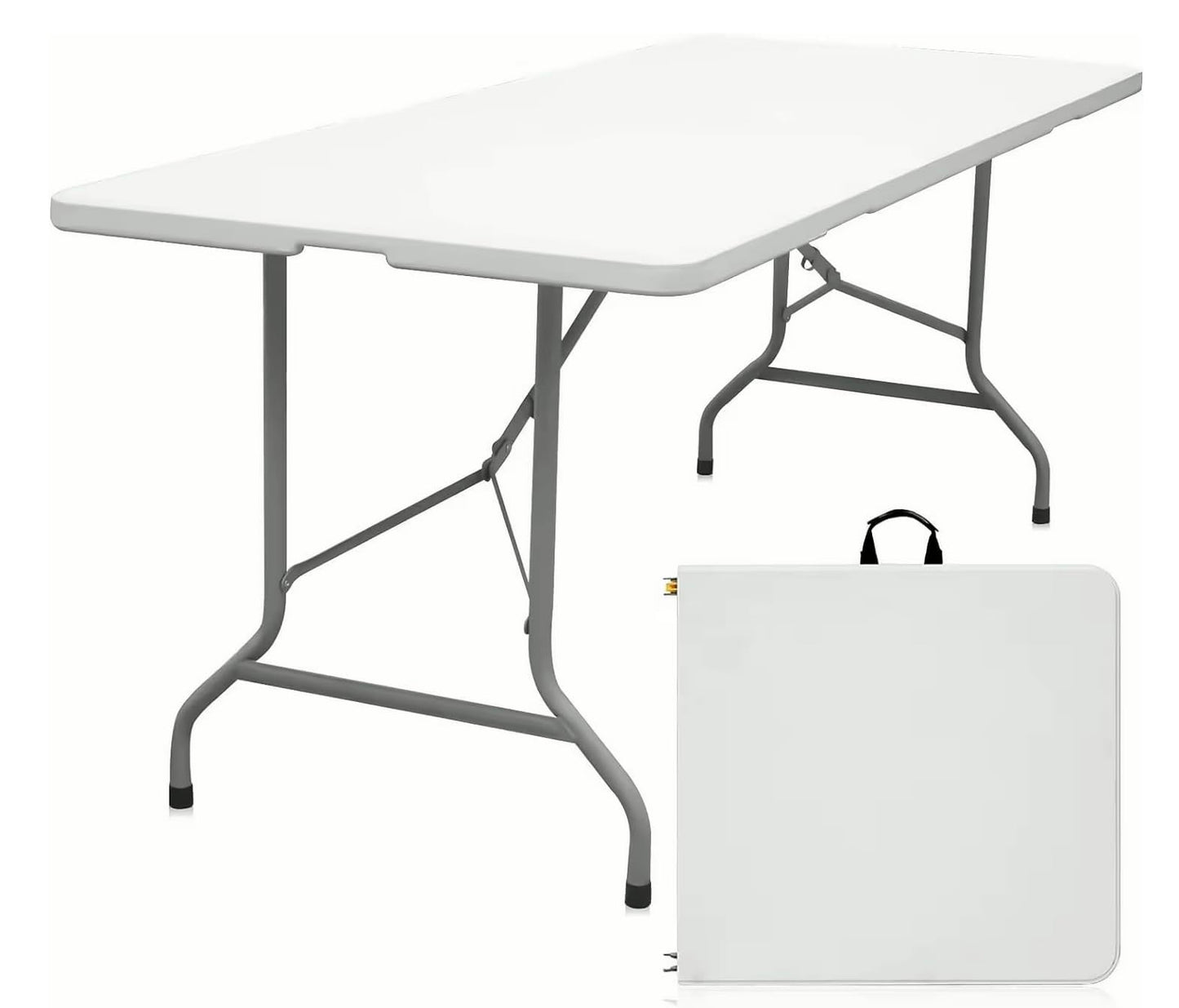 Luonty 6ft Folding Table – Heavy Duty Plastic Table for Patio, Events, or Camping – Portable, Weather-Resistant, Easy to Store – Holds up to 330 lbs