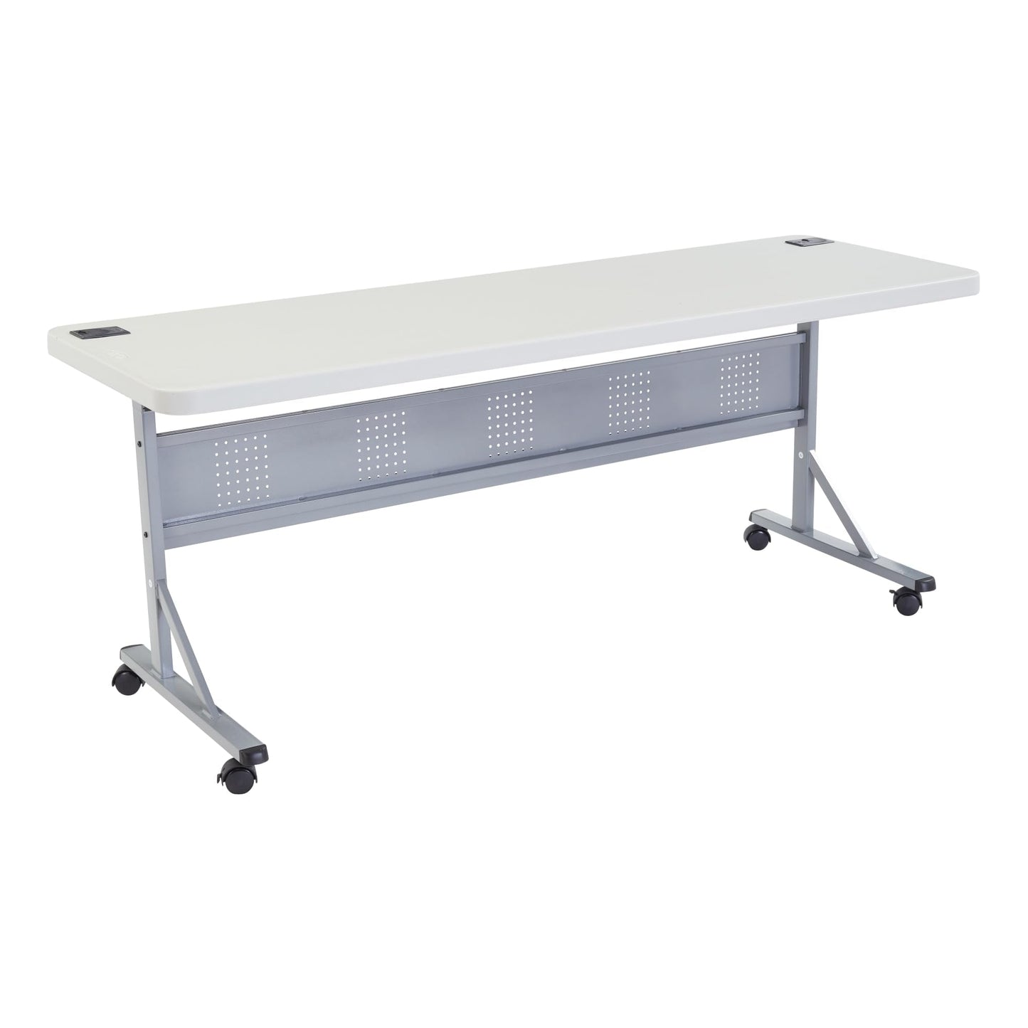 National Public Seating NPS BPFT Series Flip-N-Store 72" W x 24" D Training Room Table, with Wheels, Speckled Gray (BPFT-2472)