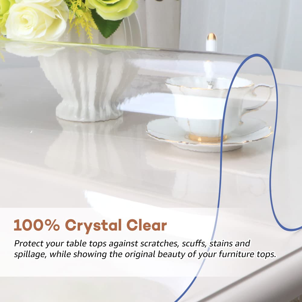 RostiKong 28 x 72 Inch Clear Plastic Dining Tablecloth Rectangle Elastic Table Protector Desk Pad Mat Wood Furniture Coffee Entryway Sofa TV Cabinet Accent Table Liner Runner Protection Carpet Cover