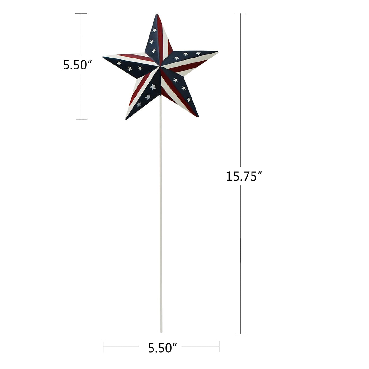 K KILIPES 15.75" H Metal Star Barn Patriotic Garden Stakes, 4pcs Rustic US Flag Star Metal Plant Stick Yard Art Ornament for Memorial Day 4th of July Veterans Day Election Day Decoration