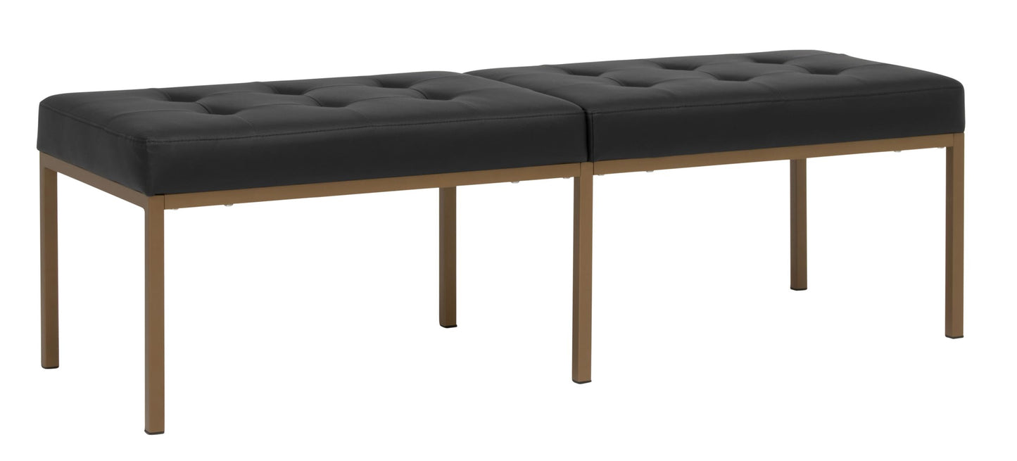 Studio Designs Home Camber Modern Dining Room 60" with Chrome Legs and Tufted Faux Leather, Entryway or Livingroom Accent Bench, Bronze/Black
