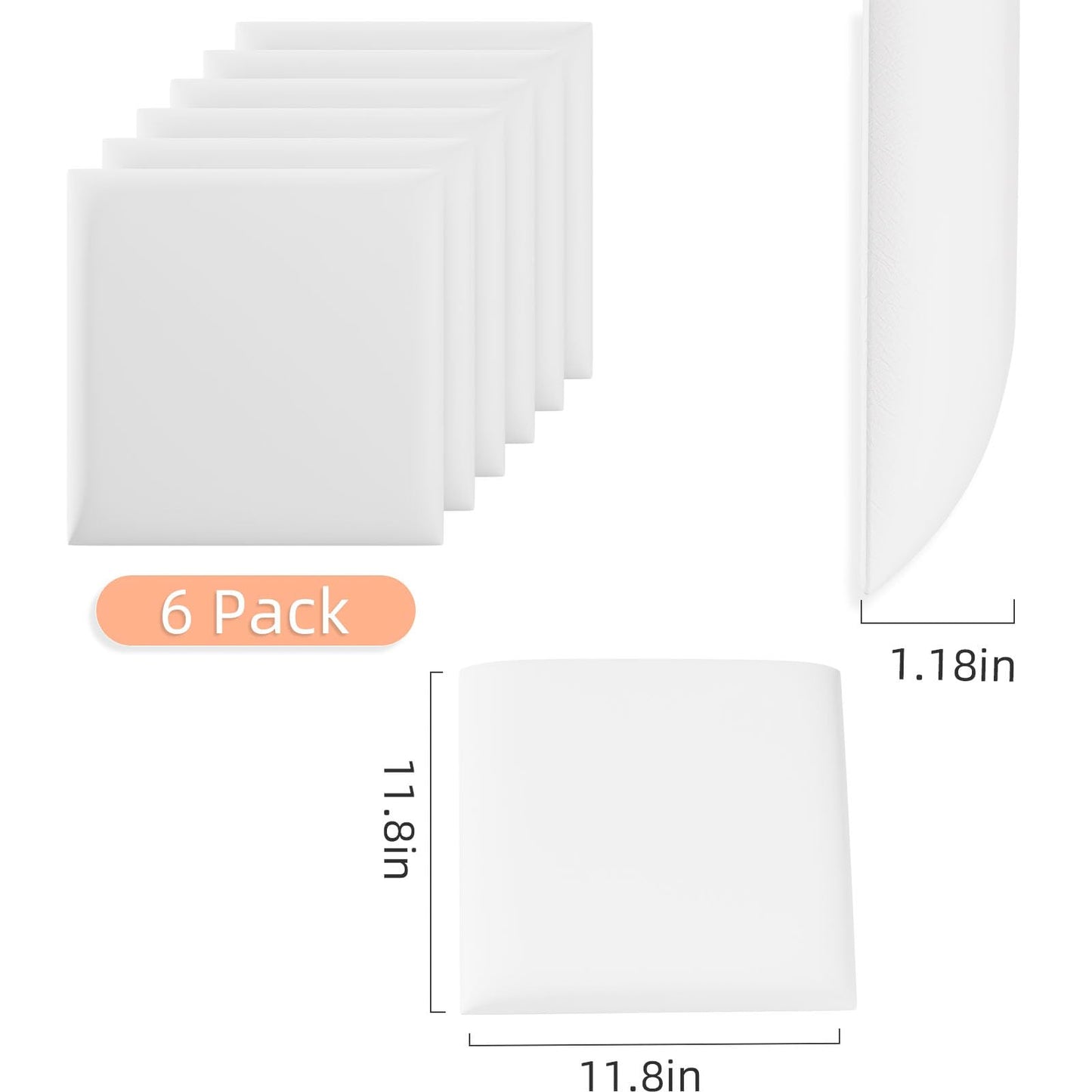 Umedol 3D Anti-Collision Wall Padding for Kids, White Peel and Stick headboard Panels, Self-Adhesive Headboard Panels for Wall, Bedroom/Living Room Upholstered Wall Panel(6 Pack -11.8" x 11.8")