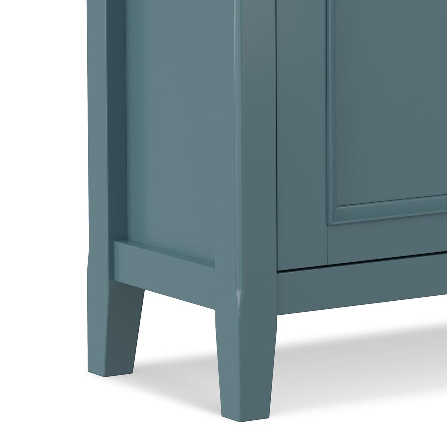 SIMPLIHOME Amherst Low Storage Cabinet - 32 inch Wide Solid Wood 2-Door Accent Cabinet in French Blue, Transitional Living Room or Entryway Storage with Adjustable Shelves and Rectangular Base