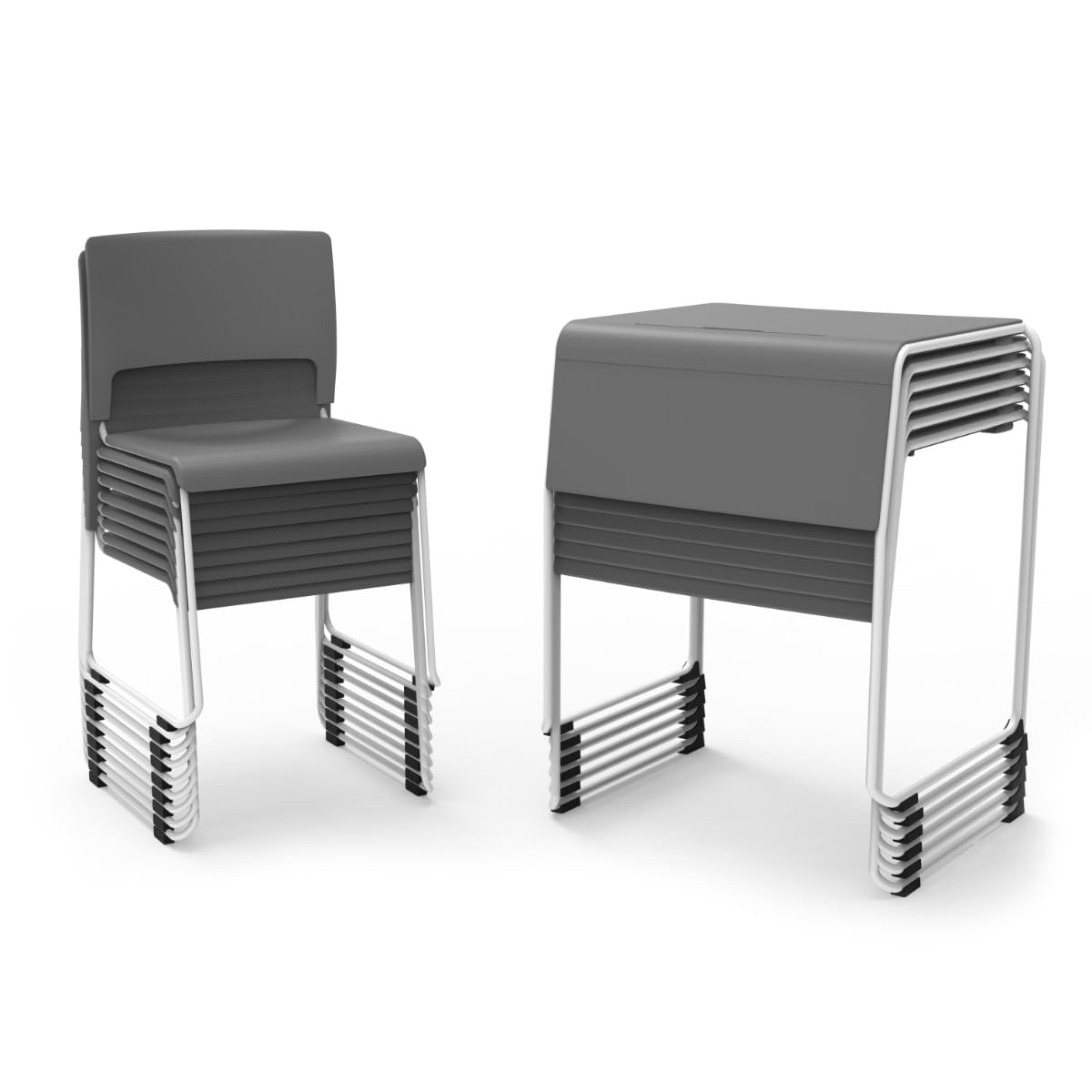 LUXOR - STUDENT-STK1PK Luxor Lightweight Stackable Student Desk and Chair Slate Gray / White