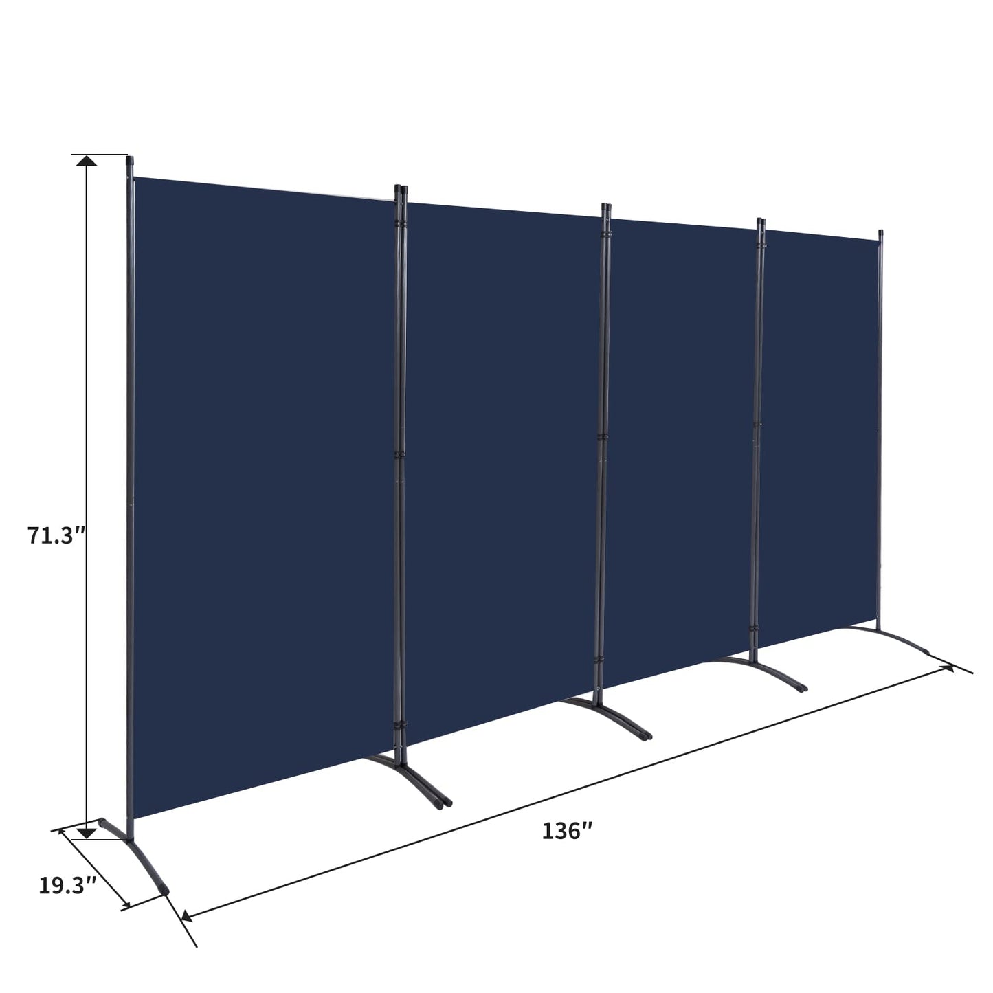 YASRKML Room Divider Folding Privacy Screens, Portable 4 Panel Partition Room Dividers Screen, Freestanding Room Partitions and Dividers, Navy Blue