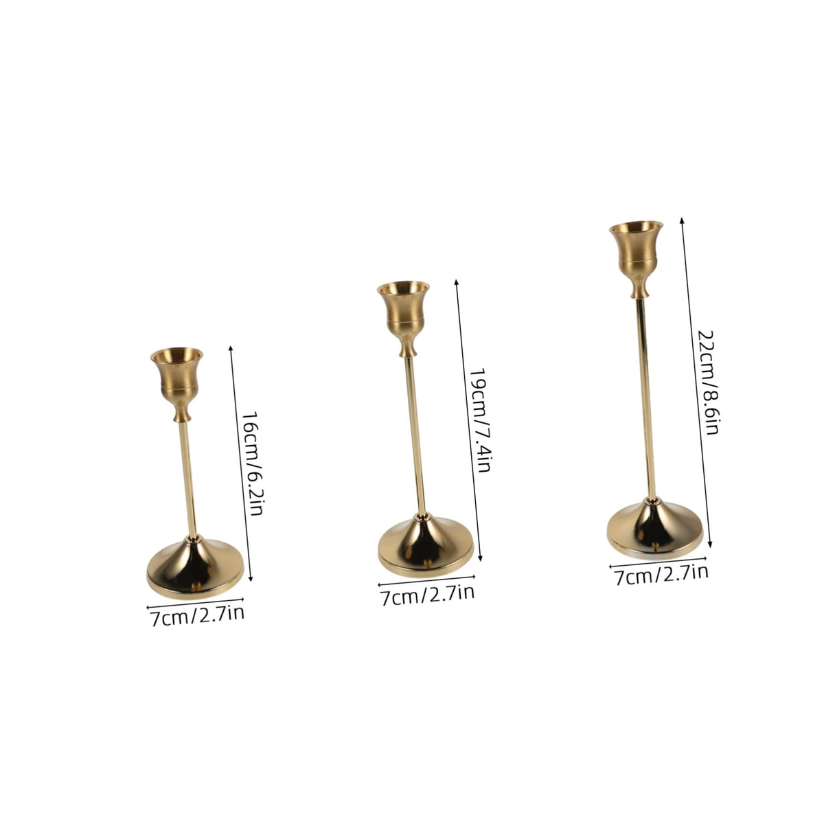 HOMSFOU 6pcs Metal Taper Candle Holders Set with Stable Display and Suitable Lighting Height, Elegant European Craftsmanship Candelabra Candlestick Holders for Wedding Centerpieces