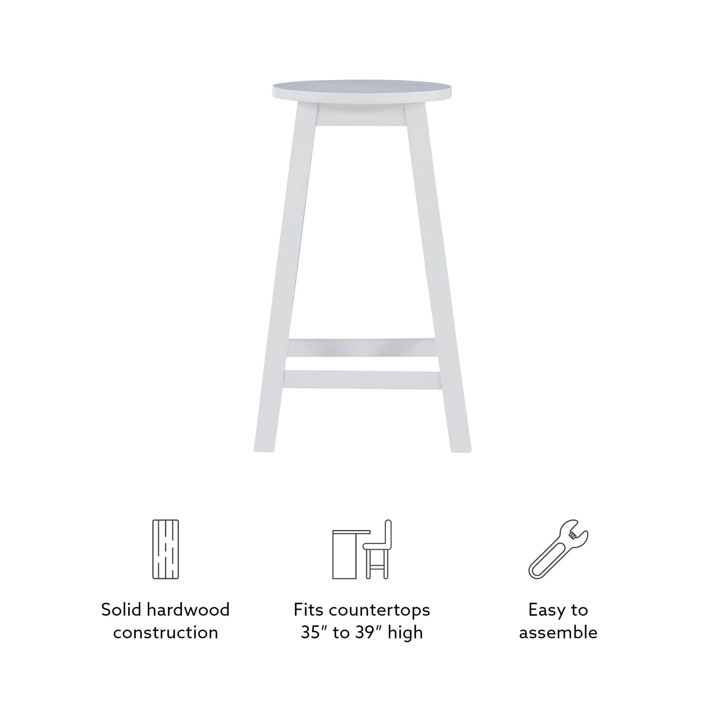 Linon Zeke White 24" Counter Stool with Round Seat