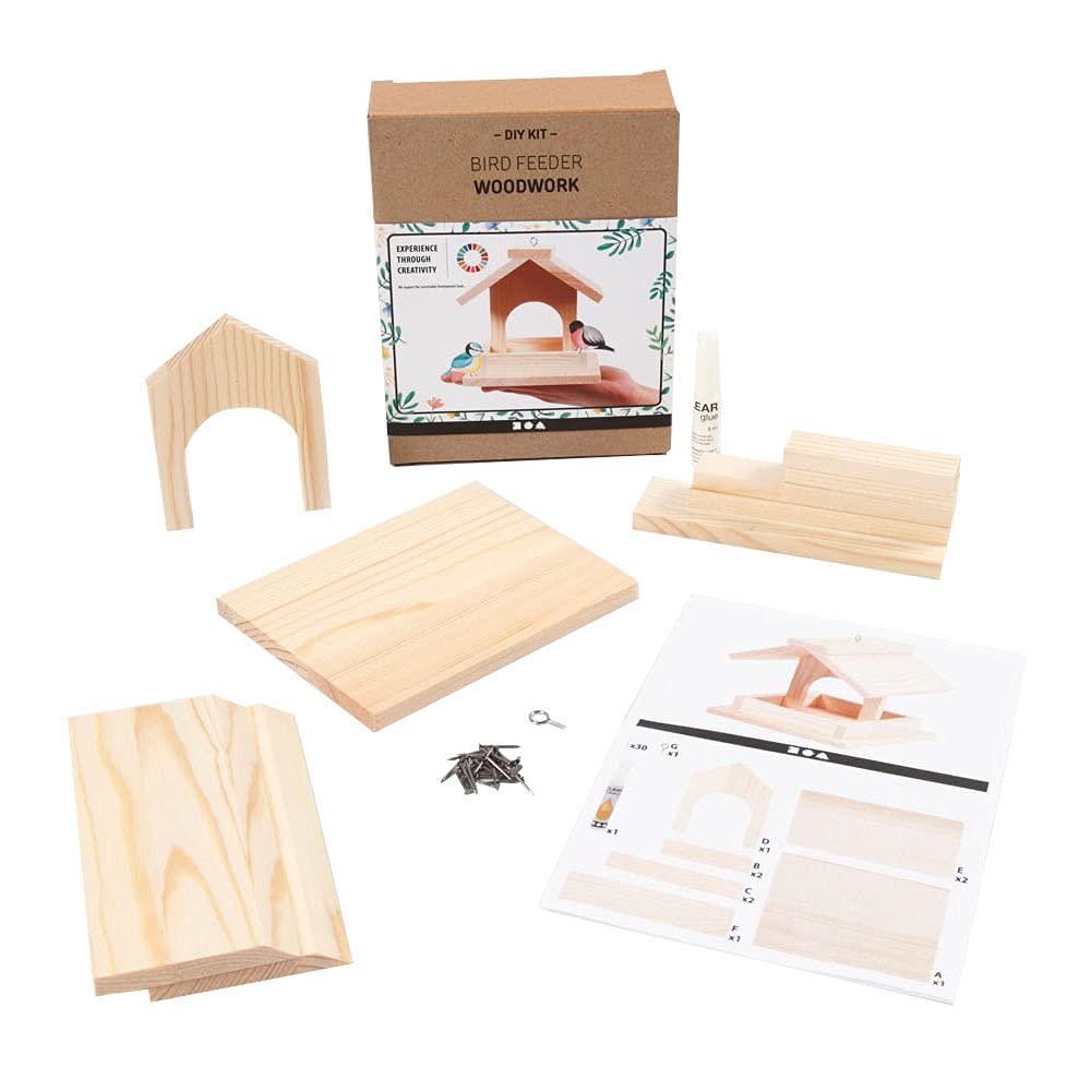 Bird Table, H: 12.5 cm, Depth 14.5 cm, Pine, 1pack, W: 11.5 cm