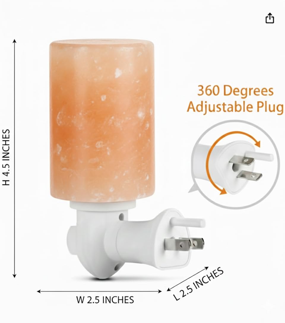 NatureBoost Himalayan Pink Salt Night Light Cylinder (3 Pack) - Decorative Ambient Night Lights for Bedroom, Bathroom, Nursery & Home Décor