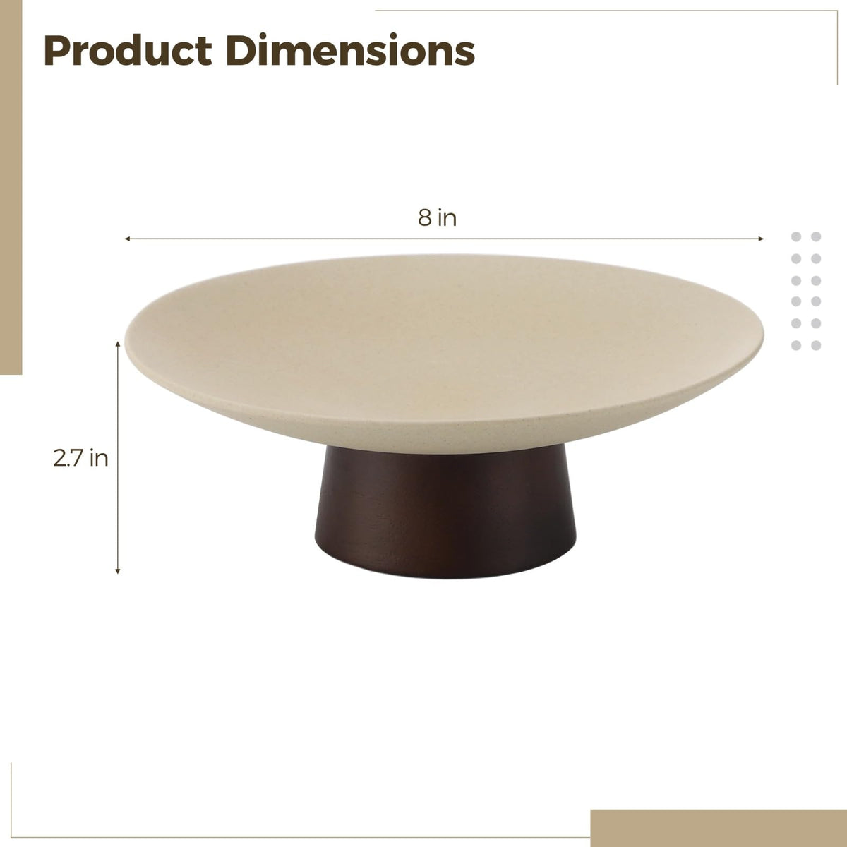 COSYOO Modern Ceramic Pedestal Fruit Bowl, High-Fired Stoneware Shallow Serving Bowl with Wooden Base, Elevated Decorative Fruit Tray for Kitchen Counter Entryway Table Dining Centerpiece