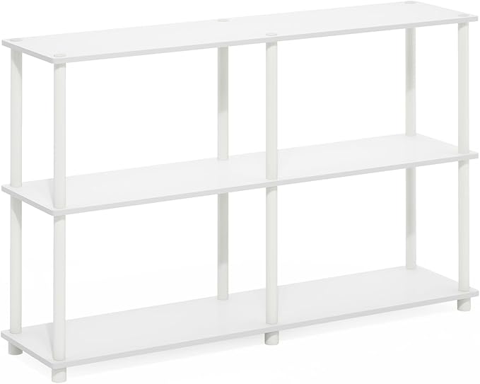 Furinno Turn-N-Tube Storage Shelves, 3-Tier 47.4 Wide Book Shelf, Corner Shelf