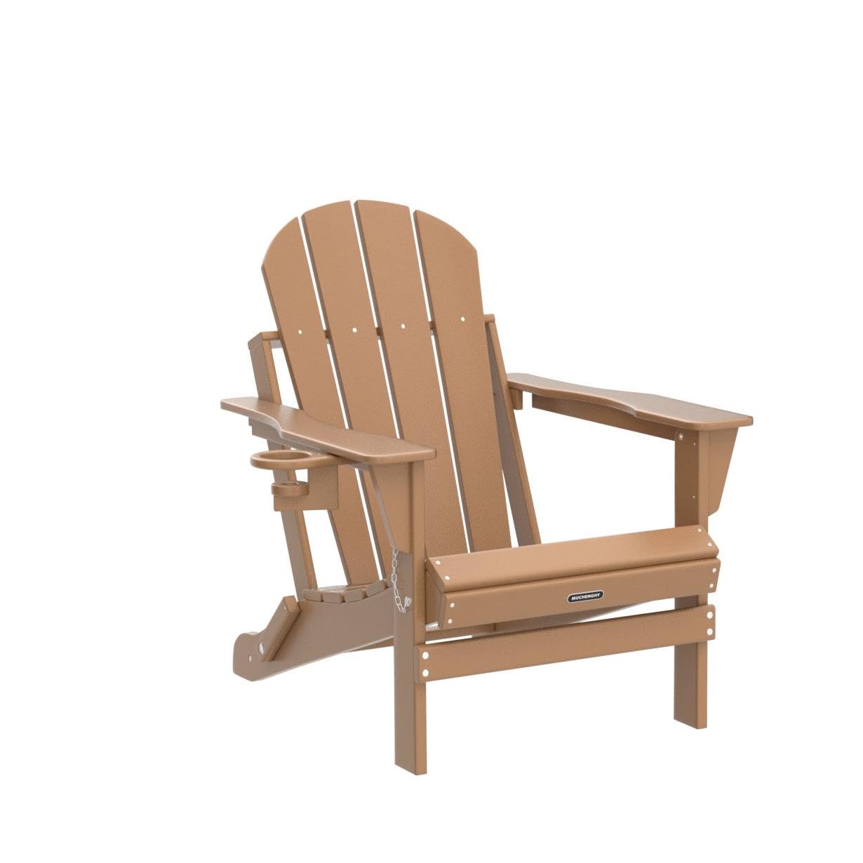 MUCHENGHY Folding Adirondack Chairs, Patio Chairs, Lawn Chairs, Outdoor Chair, Adirondack Chair Plastic, Fire Pit Chairs, Weather Resistant with Cup Holder for Deck, Backyard, Garden(Teak)