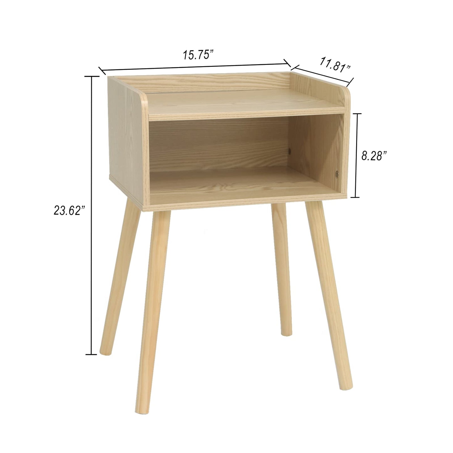 MaxSmeo Nightstand, Mid Century Modern Side Table Bedroom with Storage, Small End Bedside Table with Solid Wood Legs for Living Room, Office Small Spaces (Natural)