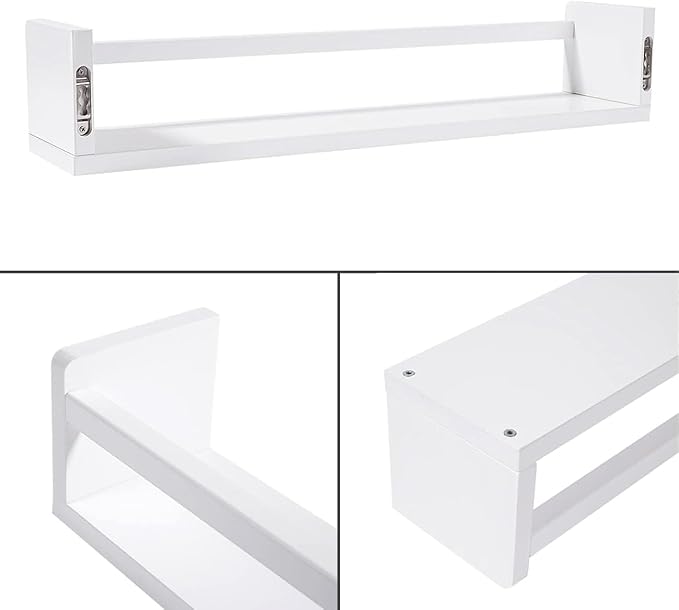AZSKY Nursery Bookshelves White, 24 Inch Floating Bookshelves