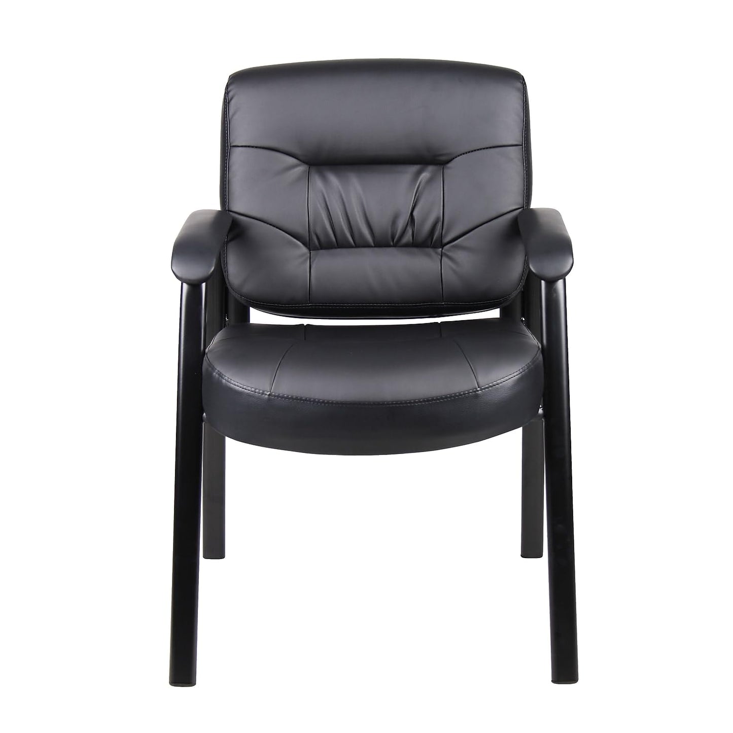 Boss Office Products Executive Mid Back LeatherPlus Guest Chair in Black (B7509)