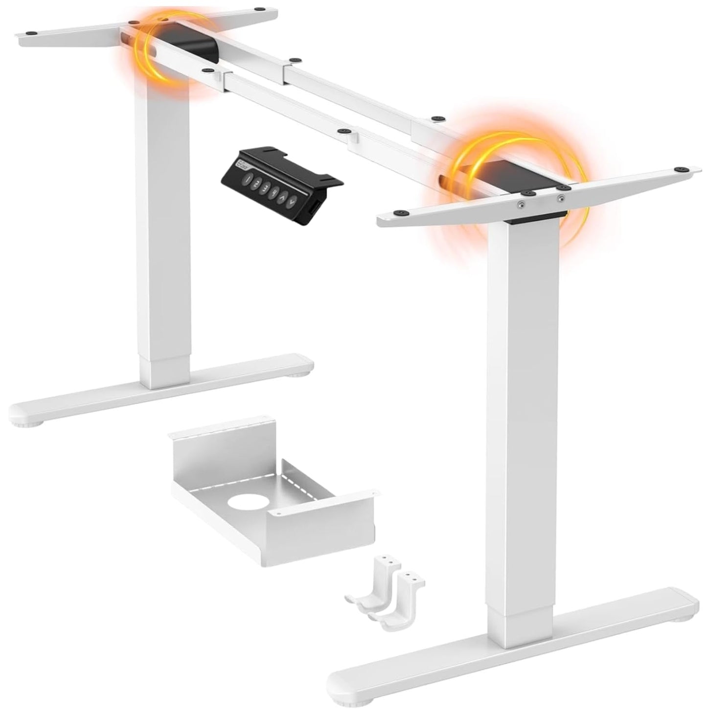 ErGear Dual Motor Standing Desk Frame, Electric Adjustable Legs Compatible Desktop Size 44″-90″, 264 lbs Weight Capacity, 4 Memory Height Settings Stand up Desks Base, White Frame Only