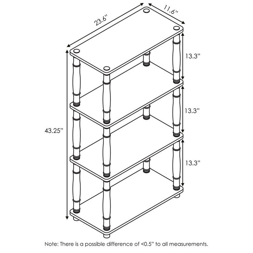 Furinno Turn-N-Tube 4-Tier Multipurpose Shelf Display Rack, Classic Tubes, Black/Grey