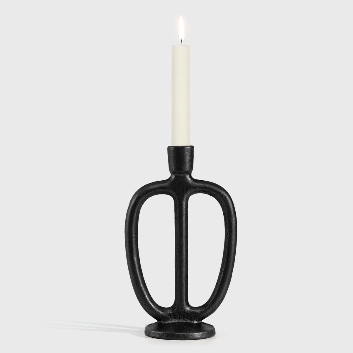 Matte Black Iron Candle Holder Retro Taper Candle Sticks Stand Decor Farmhouse Candlestick Holders for Home Wedding Party Dinning Table Centerpiece (Black, L)