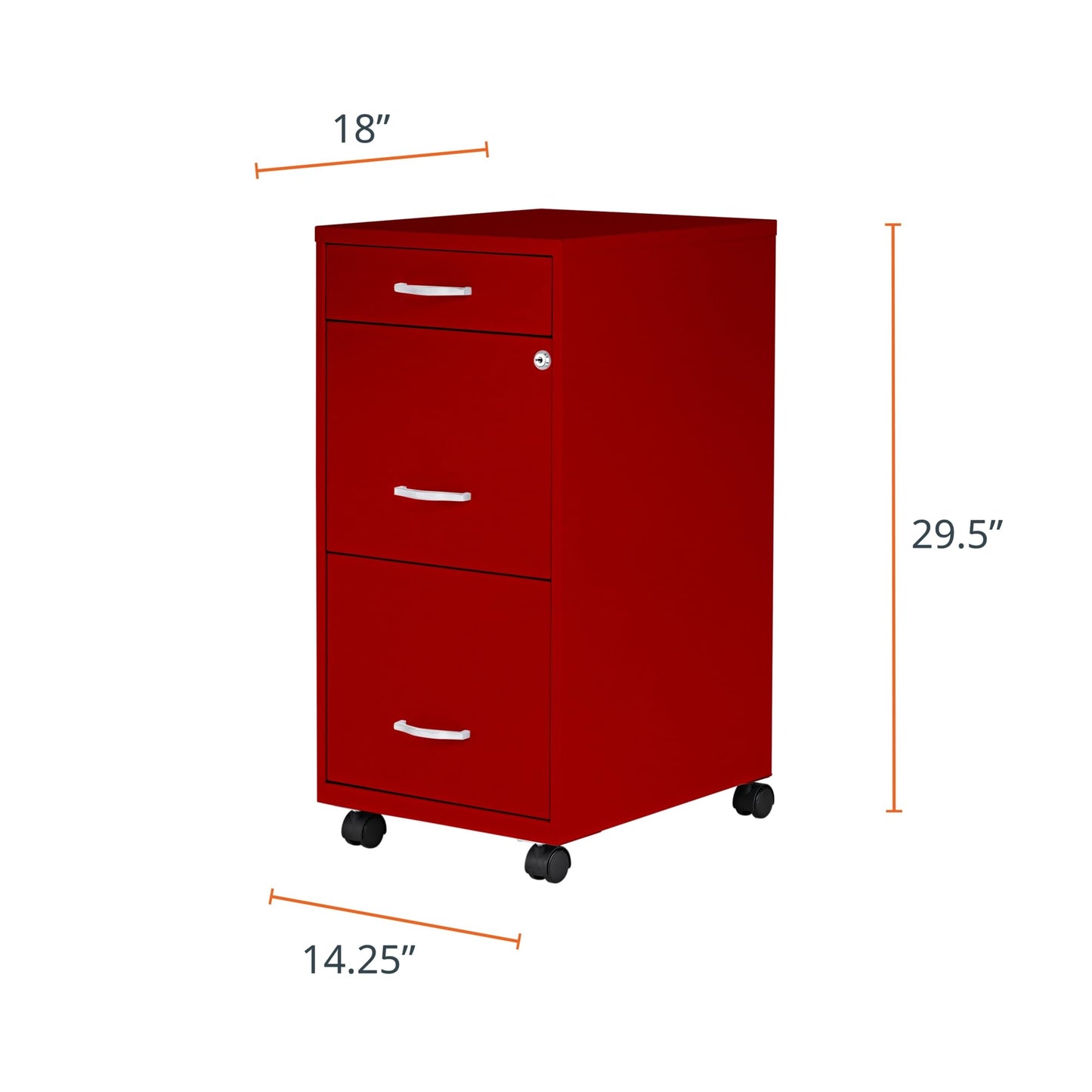 Lorell LYS SOHO Box/File/File Mobile Red File Cabinet, 3 Drawer