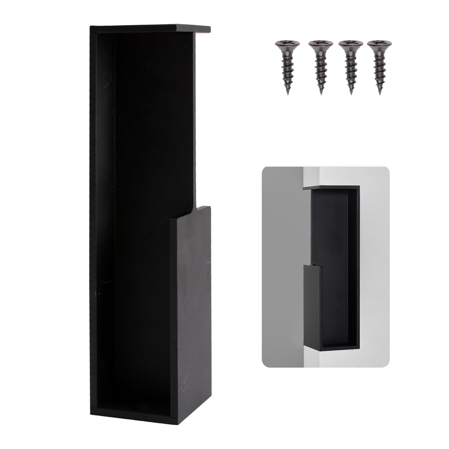 MOROBOR 1 Pcs Pocket Door Edge Pull, Hidden Handle, Sliding Door Pull Hardware, Recessed Finger Flush Pull for Sliding Barn Drawer Cupboard Wardrobe(Black)