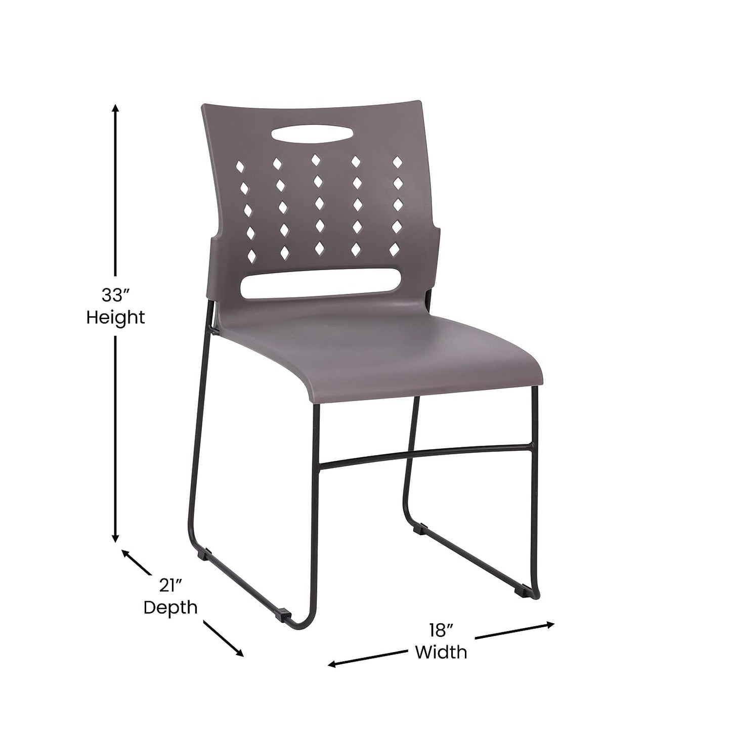 Flash Furniture HERCULES Series 881 lb. Capacity Gray Sled Base Stack Chairs with Air-Vent Back, Set of 5