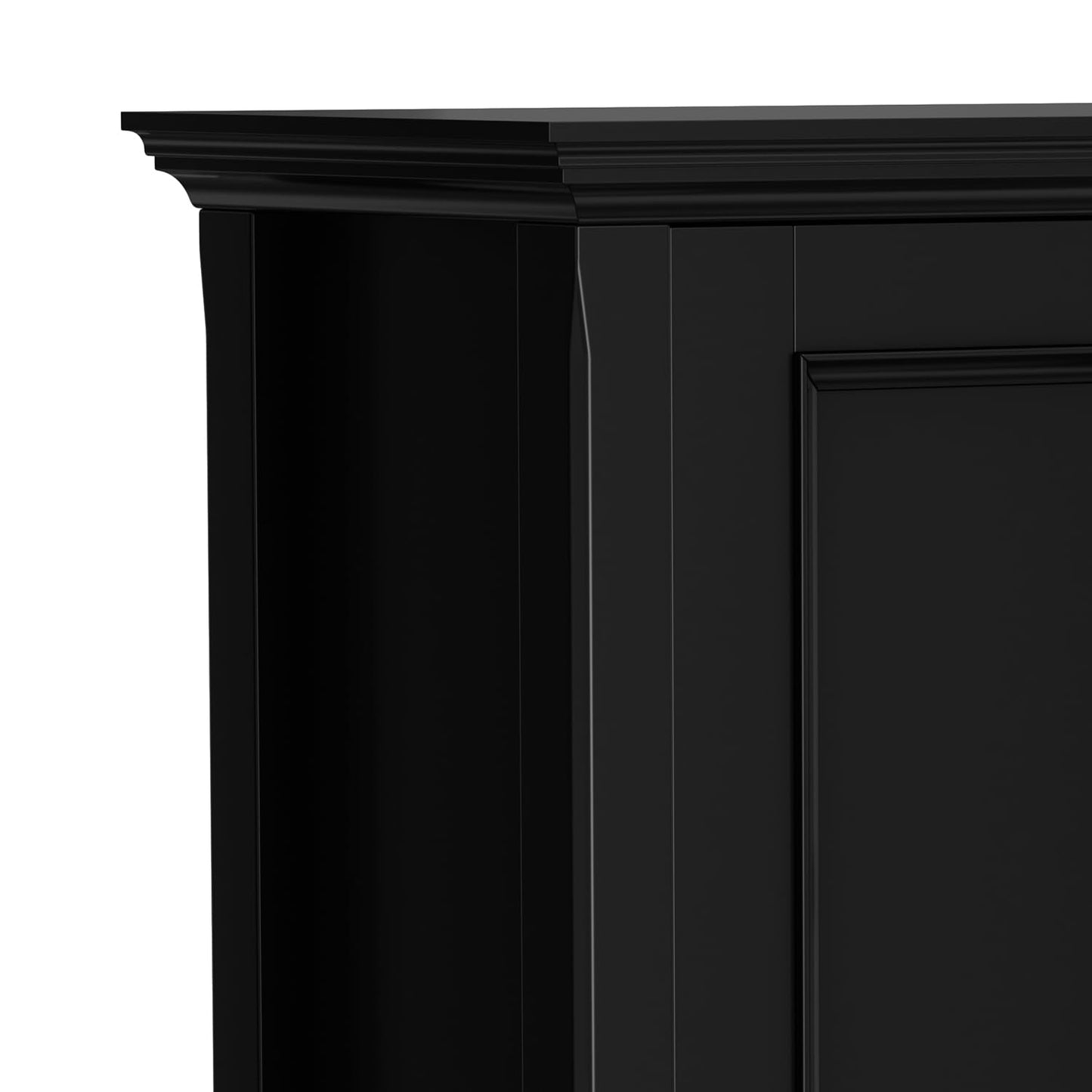SIMPLIHOME Amherst 32-inch Wide Solid Wood Transitional-Style Low Storage Cabinet in Black for Living Room, Entryway, or Dining Area with Adjustable Shelves